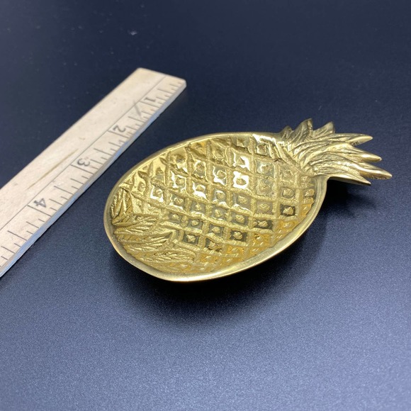 Vintage Other - Small Brass Pineapple Trinket Dish - Ring Dish - Spoon Rest - MCM